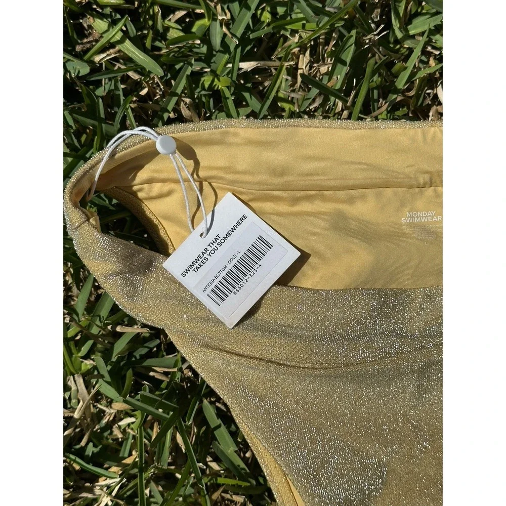 MONDAY SWIMWEAR NWT Antigua‎ Bottom -  Gold Shimmer - Large **Discontinued**
